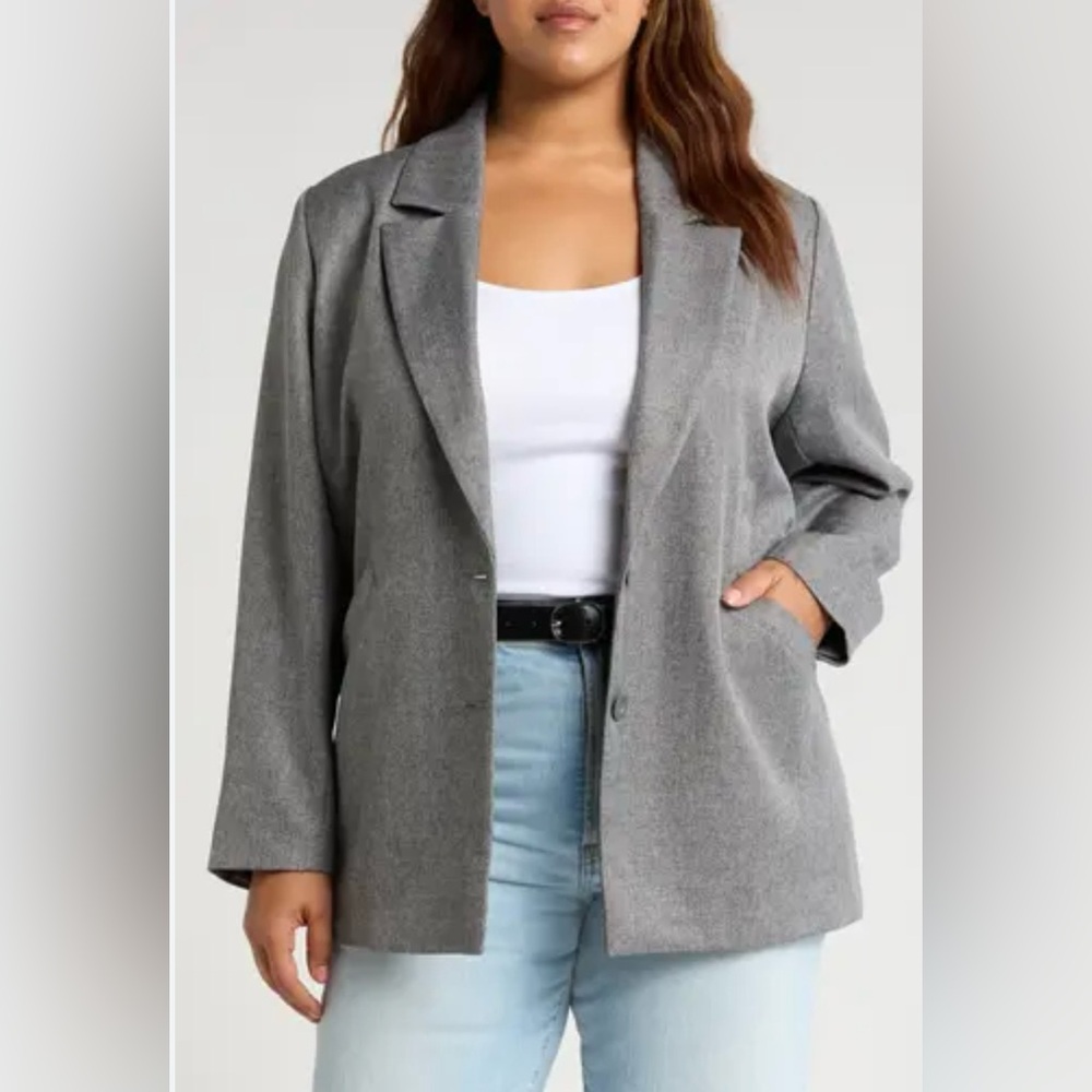 NWOT Women’s Treasure & Bond‎ Gray Women’s Boyfriend Blazer Herringbone Gray XL.